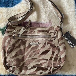 Dana Buchman Brown and Tan Crossbody Bag